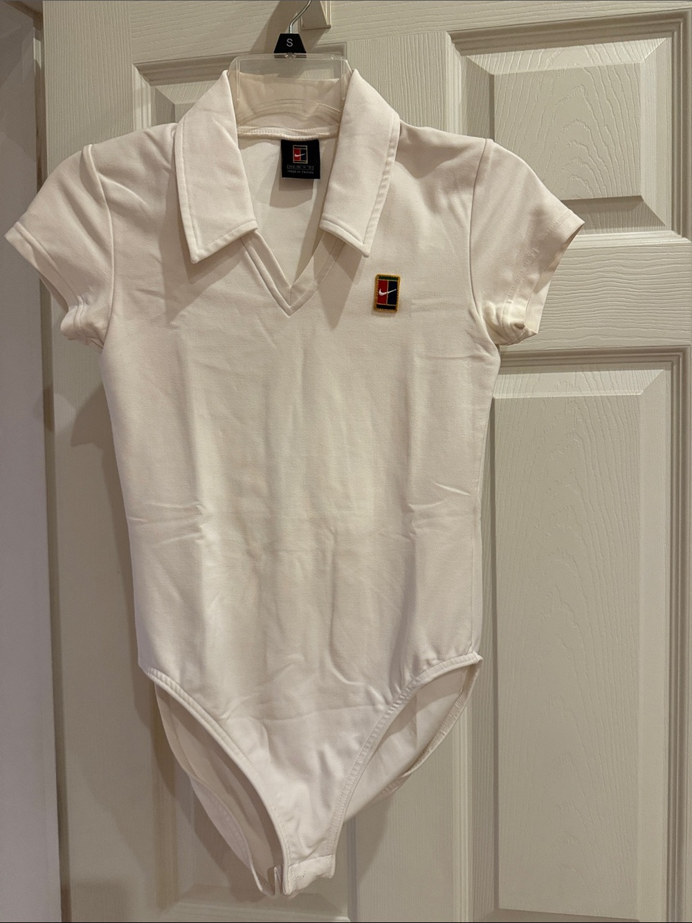 Vintage Nike White body with Red and Blue Rectangular Swoosh Patch